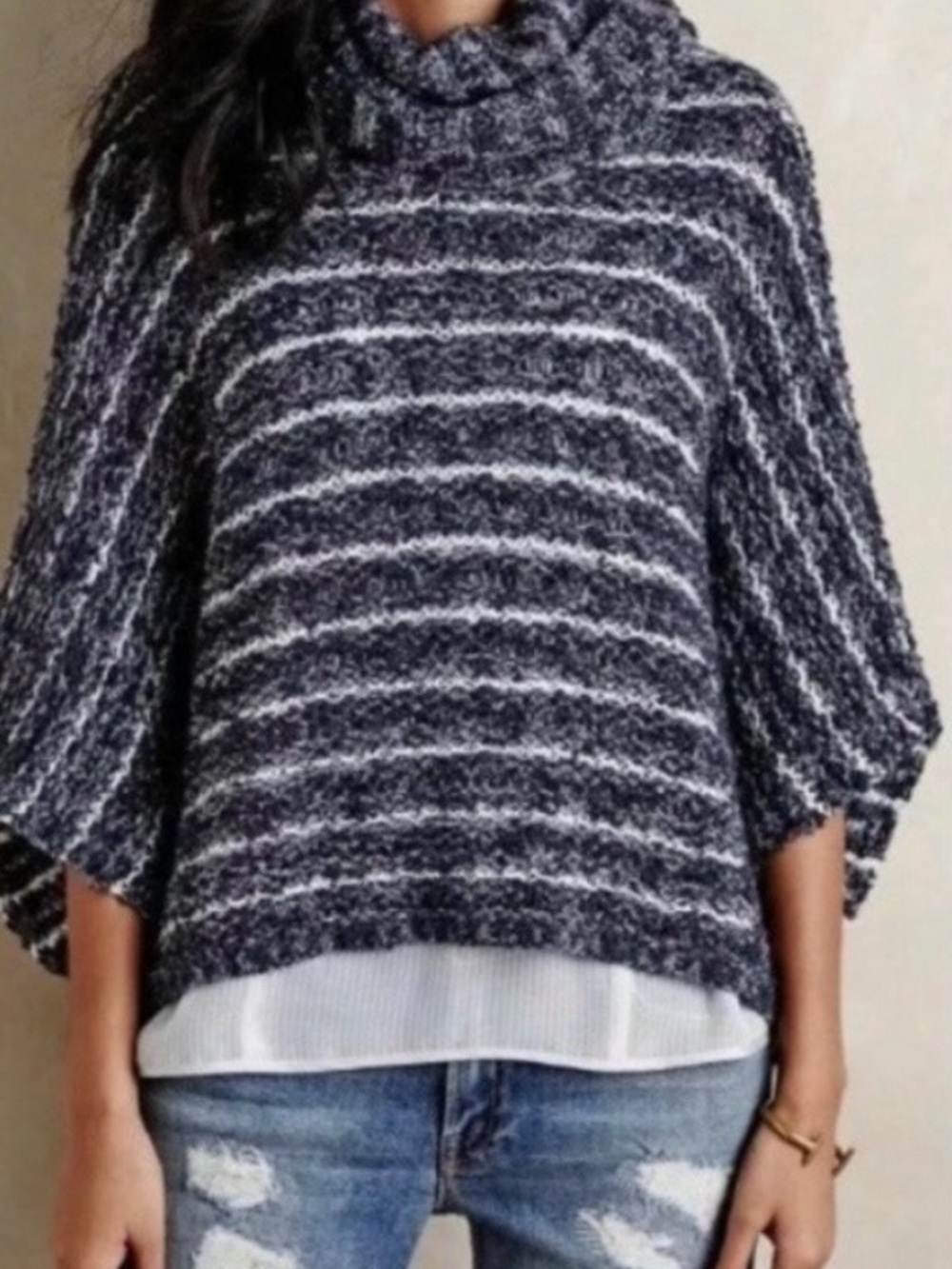 Moth Imported by Anthropologie Striped Turtleneck Sweater